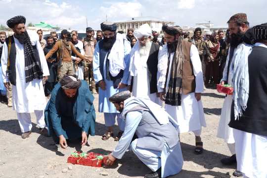 Sirajuddin Haqqani lays foundation stone of mosque in Gardez