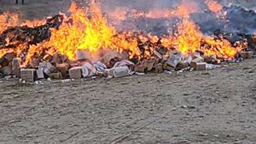 Medicines smuggled from Pakistan torched in Kandahar 