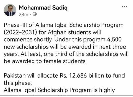 Pakistan to give scholarships to 4500 Afghan students 
