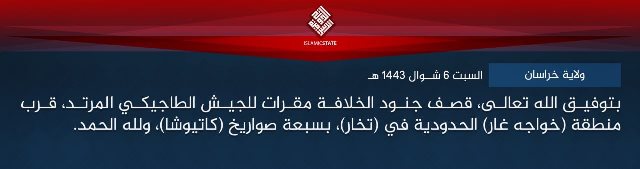 Daesh claims launching attack from Afghan soil into Tajikistan 