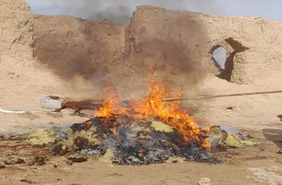 Two drug processing factories set on fire in Farah, Helmand 