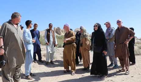 Foreign tourists visit historical sites in Helmand 